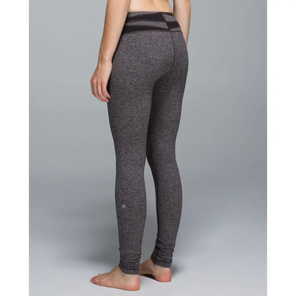 Lululemon Wunder Under Pant Leggings Giant Herringbone Black Gray Size 6